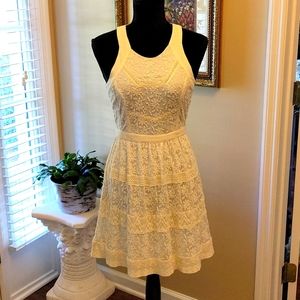American Eagle Outfitters cream lace fit & flare dress razor back size 2…New